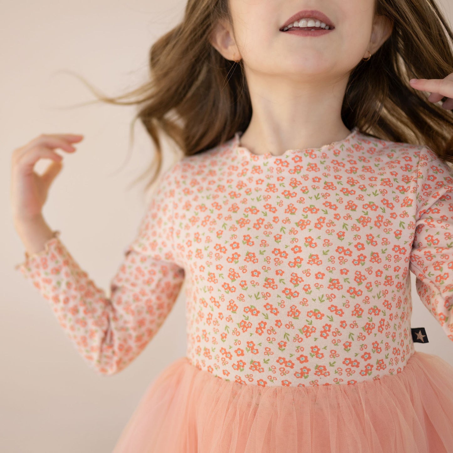 Vintage Flower 6 Dress - Peach Petite Hailey - enjoykidsus