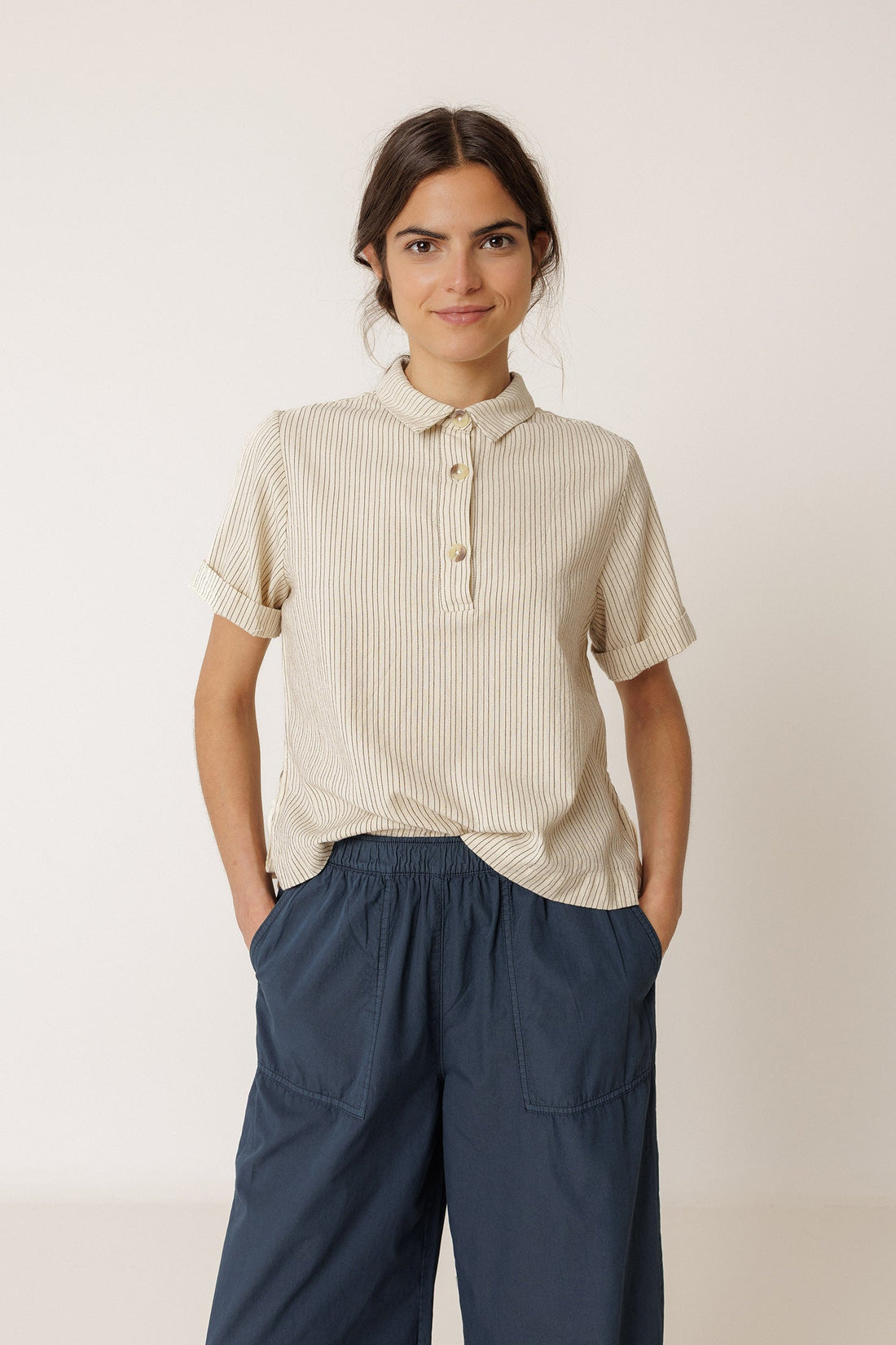 Indi &amp; Cold Striped Polo Shirt with Side Ties