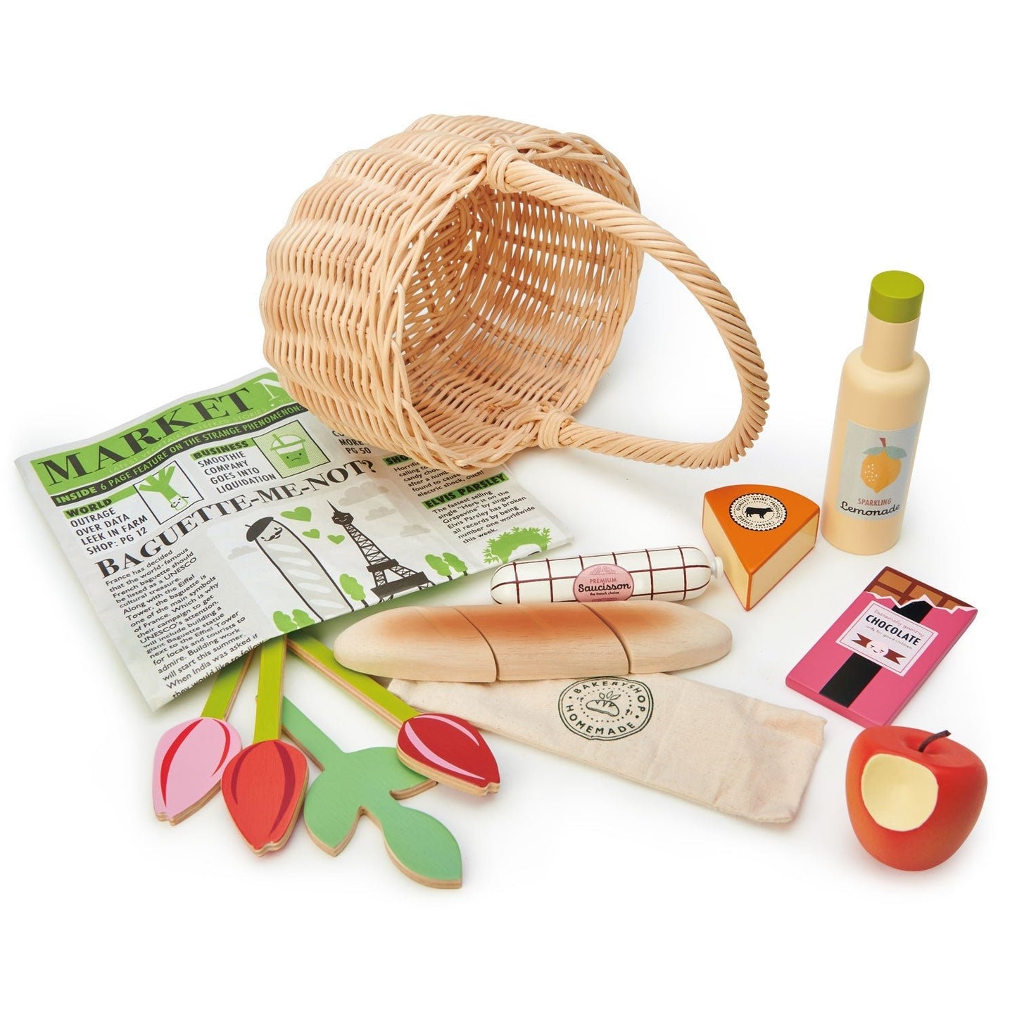 Wicker Shopping Basket Tender Leaf Toys - enjoykidsus