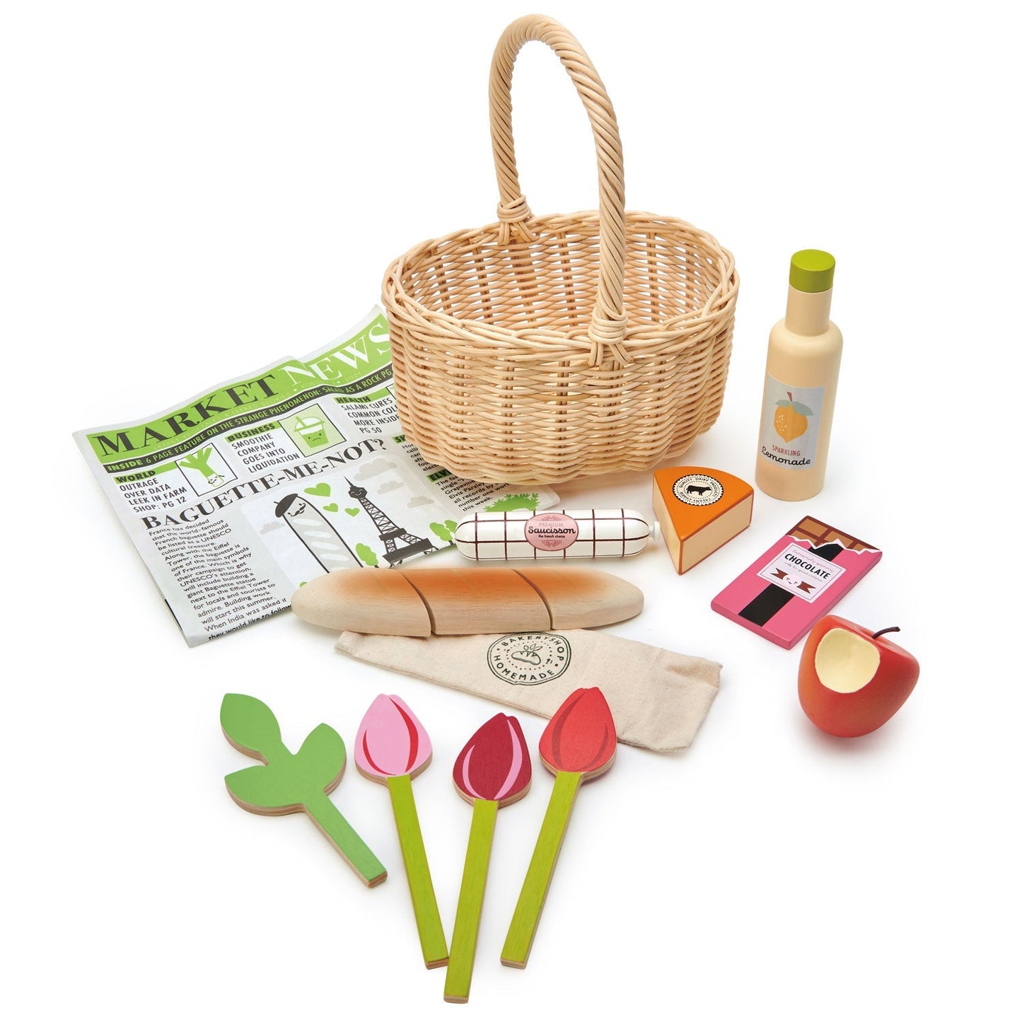 Wicker Shopping Basket Tender Leaf Toys - enjoykidsus