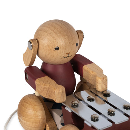 WOODEN PULL BUNNY MUSIC FSC - BELL BOY RED Konges Sløjd - enjoykidsus