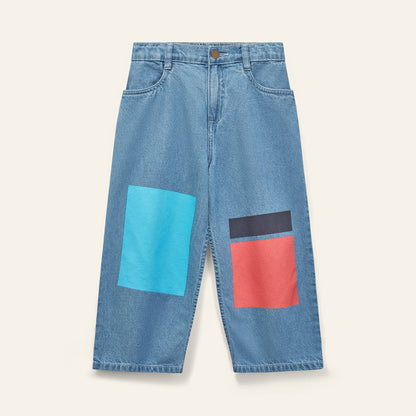 WYNKEN Kite Block Jean - Sky Blue / Sunset Red Wynken