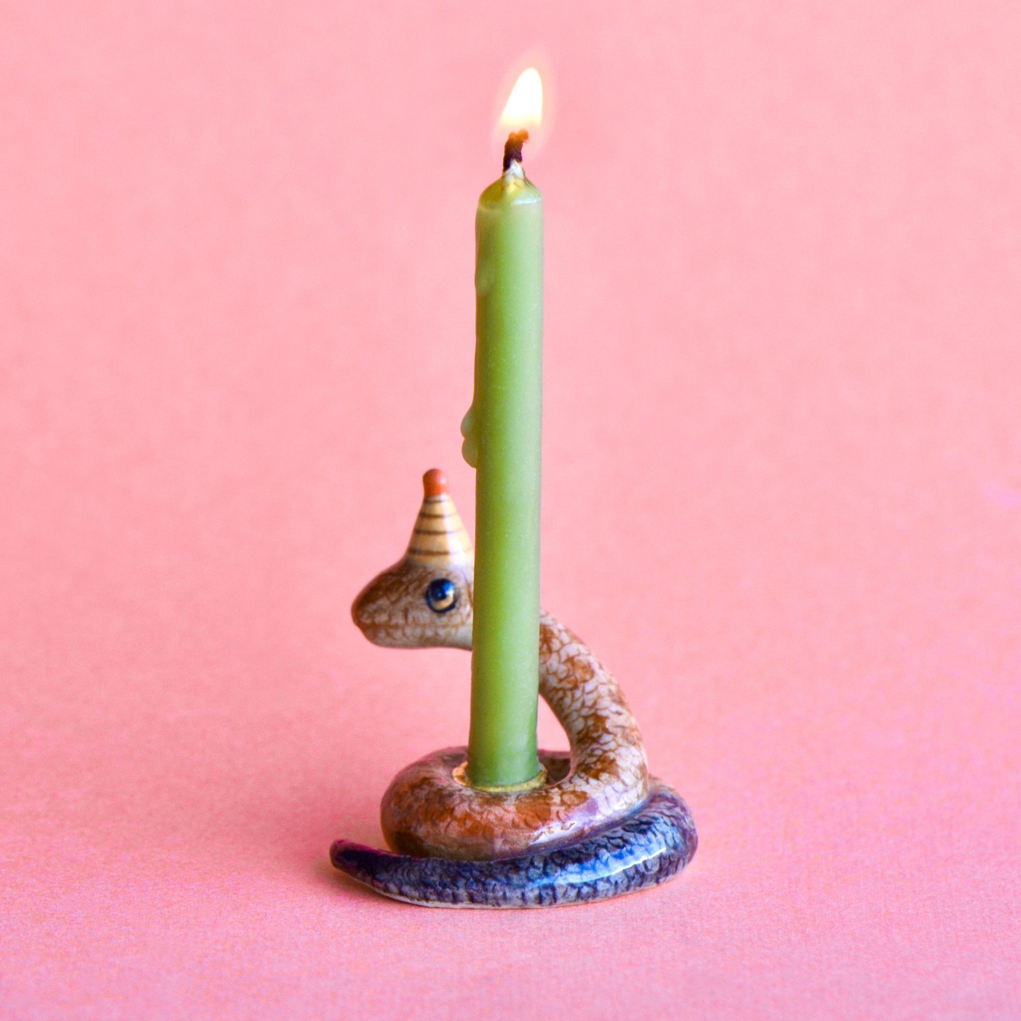 Camp Hollow Year of the Snake Birthday Candle Holder | Porcelain Cake Topper